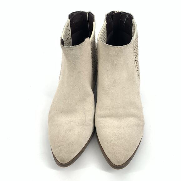 $170 Cole Haan Grand Series Val Perforated Suede Ankle Boots Size 10 Cream Birch - Picture 2 of 9